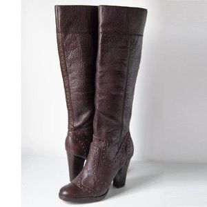 Michael Kors Brogue Pebbled Leather Knee High Boot